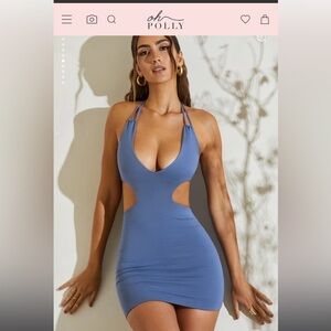 Elegant Blue Halter Mini Dress